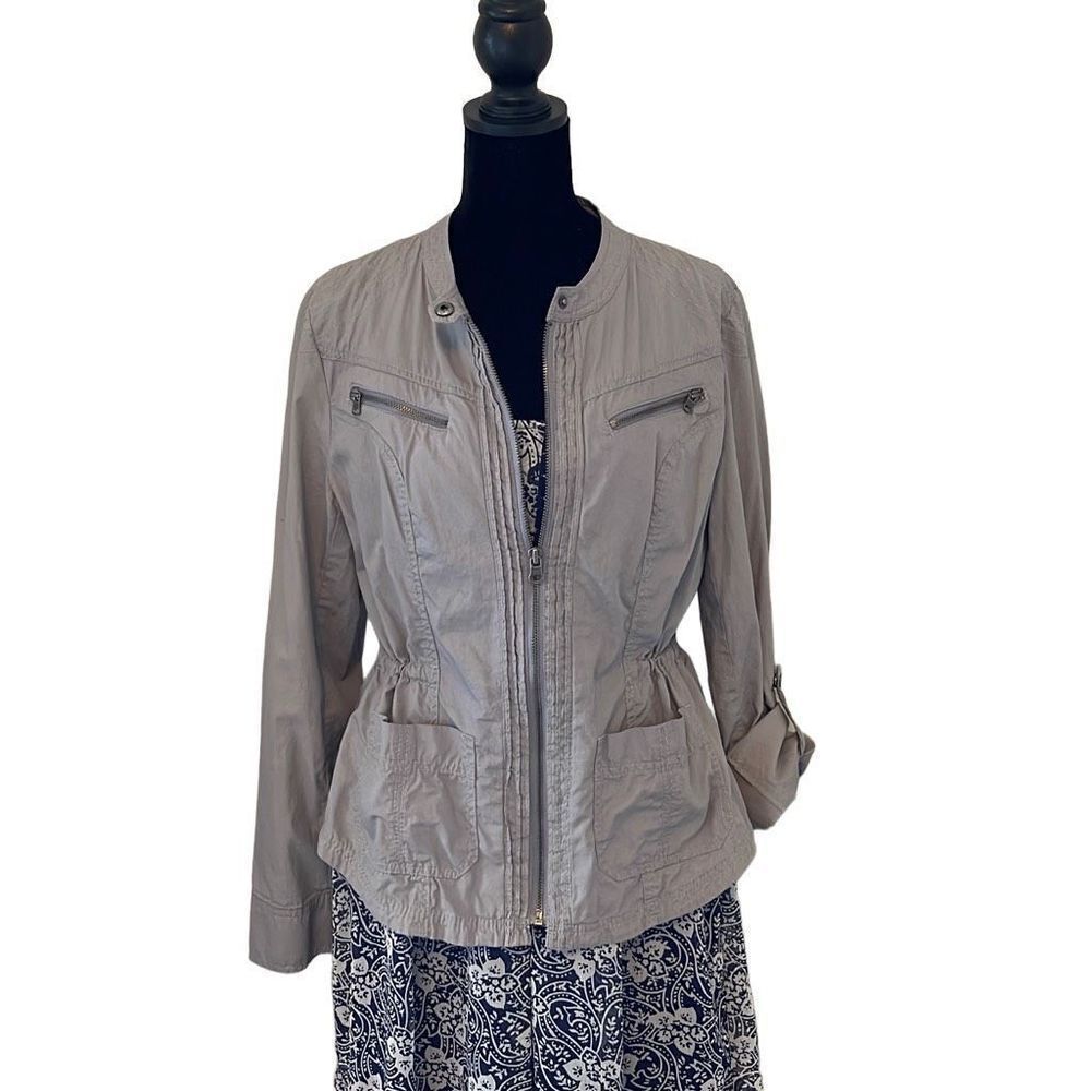 Light Gray Women's Zip-Front Casual Jacket